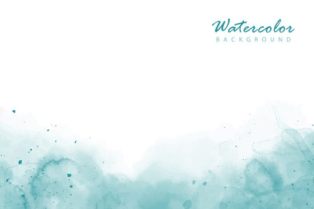 Artistic, abstract blue, teal, turquoise watercolor background with splashes and mist fog effectのイラスト素材