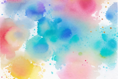 Artistic, abstract blue, red, yellow, violet, rainbow watercolor background with splashes with mist fog effectのイラスト素材