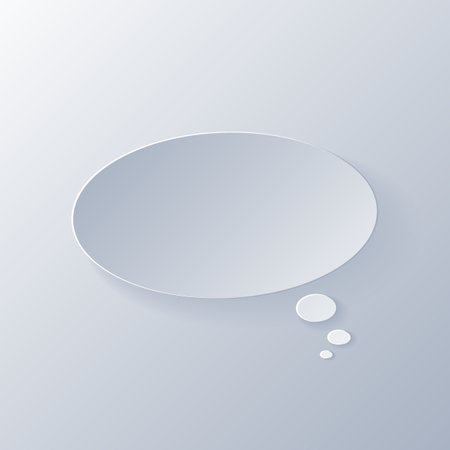 Papercut Gray White Speech Bubbles. 3D Papercraft cut talk frame icon for posters and flyers, presentation, web, social media, design, banners, stickers and storiesのイラスト素材