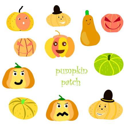 pumpkin patch clipart. Versatile cartoon characters.のイラスト素材