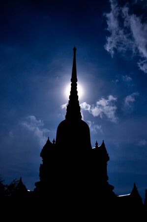 Silhouette of pagoda , Thailand の写真素材