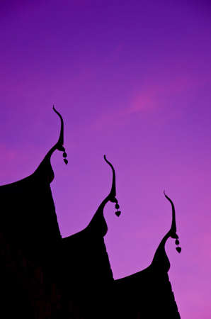 King of Nagas on dark sky in thai templeの写真素材