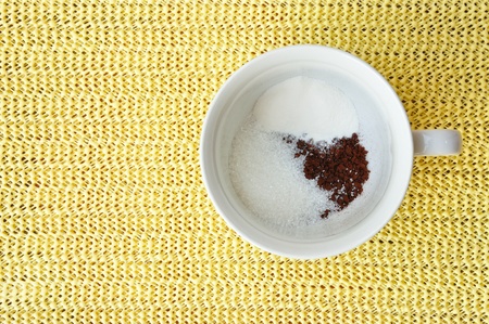 a cup of mix coffee in top viewの写真素材