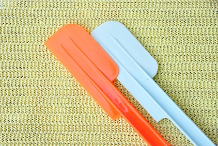 two plastic spatula for bakeryの写真素材