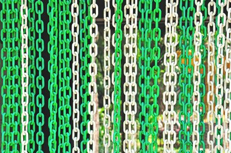 Green and white plastic chain の写真素材