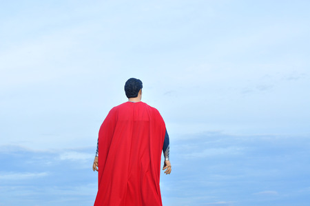 TAK, THAILAND - JUN 19, 2016: Superman model look at the sky at Maesot view 360 coffee pub & restaurant.のeditorial素材