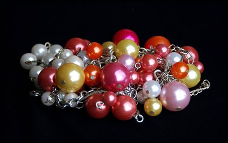 Pearls on the black backgroundの写真素材