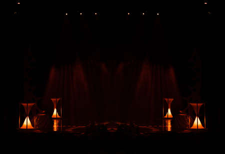 scene, stage light with colored spotlights