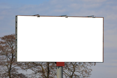 Large white billboards for outdoor advertising along the roadsの写真素材