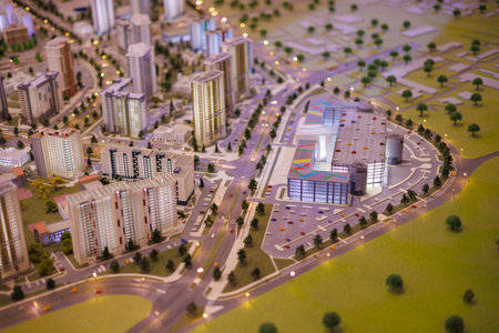 Aerial view of the big city of Minskの写真素材