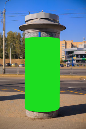Background for design, billboards on city streets and along roadsの写真素材
