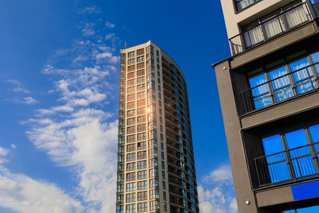 Cityscape, modern buildings on a summer day