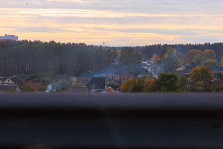 Views of the landscape from the car window.の写真素材