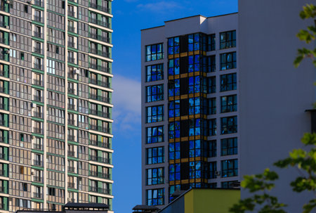 Cityscape, modern buildings on a summer day