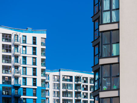 Cityscape, modern buildings on a summer day