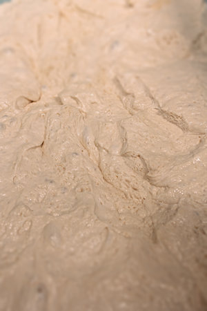 White flour dough, baking preparation, dough textureの写真素材