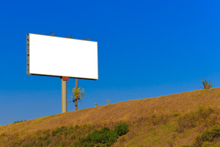 Background for design, white billboards on city streets and along roads in the summer dayの写真素材