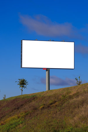 Background for design, white billboards on city streets and along roads in the summer dayの写真素材