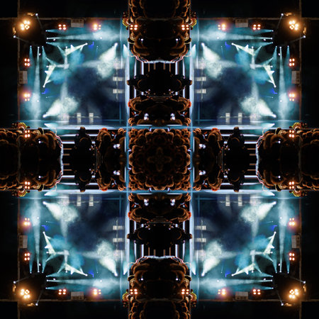 Abstract texture background for design. Stage light and smoke on stage, lighting and spotlightsの写真素材