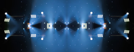 Abstract texture background for design. Stage light and smoke on stage, lighting and spotlightsの写真素材