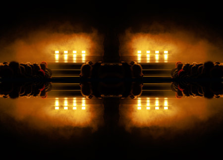 Abstract texture background for design. Stage light and smoke on stage, lighting and spotlightsの写真素材