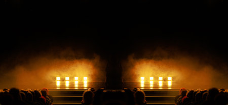 Abstract texture background for design. Stage light and smoke on stage, lighting and spotlightsの写真素材