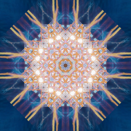 Abstract pattern, multi-colored kaleidoscope from modern buildings and housesの写真素材