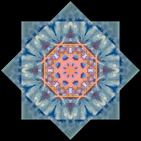 Abstract pattern, multi-colored kaleidoscope from photos modern buildings and houses