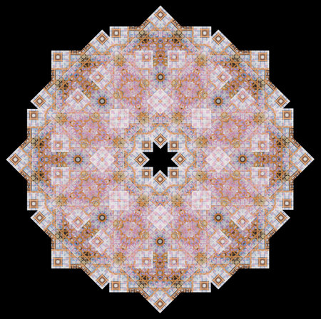 Abstract pattern, multi-colored kaleidoscope from photos modern buildings and housesの写真素材