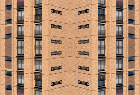 Abstract pattern, multi-colored kaleidoscope from photos modern buildings and housesの写真素材