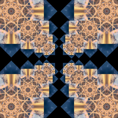 Abstract pattern, multi-colored kaleidoscope from photos modern buildings and houses