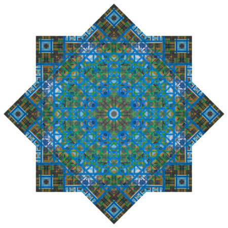 Abstract pattern, multi-colored kaleidoscope from photos modern buildings and housesの写真素材