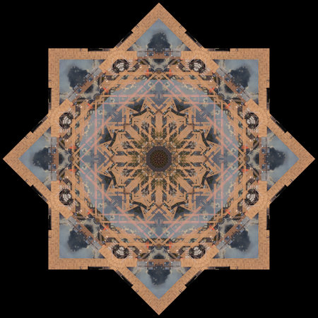 Abstract pattern, multi-colored kaleidoscope from photos modern buildings and housesの写真素材