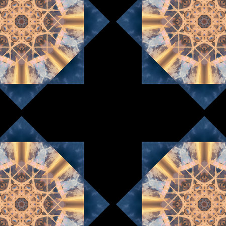 Abstract pattern, multi-colored kaleidoscope from photos modern buildings and houses