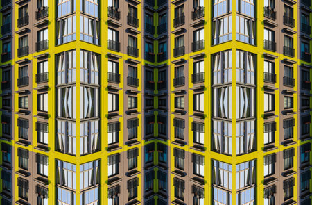 Abstract pattern, multi-colored kaleidoscope from photos modern buildings and houses