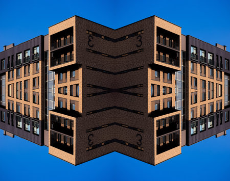 Abstract pattern, multi-colored kaleidoscope from photos modern buildings and houses