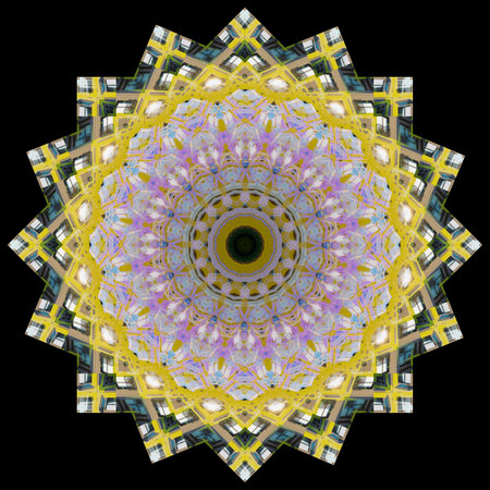 Abstract pattern, multi-colored kaleidoscope from photos modern buildings and housesの写真素材