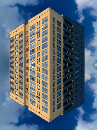 Abstract pattern, multi-colored kaleidoscope from photos modern buildings and housesの写真素材