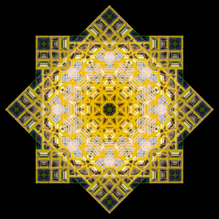 Abstract pattern, multi-colored kaleidoscope from photos modern buildings and housesの写真素材