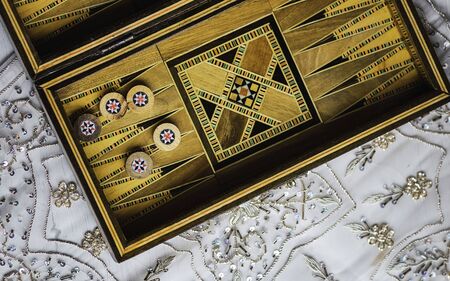 Handmade backgammon Craft board gameの写真素材