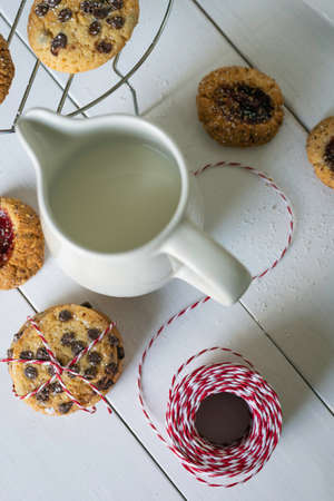 Artisan chocolate and strawberry christmas cookies Conceptual Christmas, homemade, homely