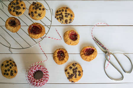 Artisan chocolate and strawberry christmas cookies Conceptual Christmas, homemade, homely