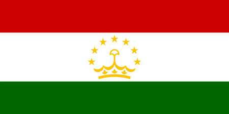 Tajikistan flag. Rectangle Tajikistani flag photography. Tajikistan country flag is a symbol of freedom, patriotism and independence.の写真素材