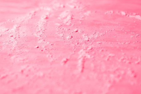 Defocus abstract background viva magenta. Color of the year.. Sprinkled wheat flour circle, round spot on white background. Top view on blackboard. Baking concept, cooking dough. Out of focus.の写真素材