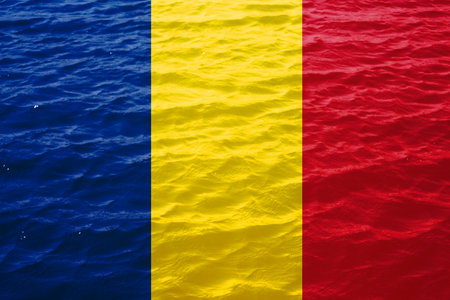 Romania Earthquake, February 13, 2023. Mournful banner. The Epicenter of the earthquake in Turkey. Pray for Romania. A bright stone rock background of the Romania flag. Disaster war. Global crisisの写真素材