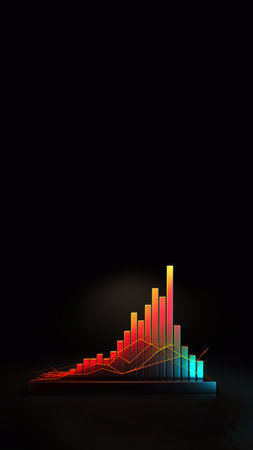 A vertical graph with a stark red line charting a steep downturn, capturing a stock market crash or forex trading crisis at night. The neon glow of the chart is perfect for a financial story or reel.の素材