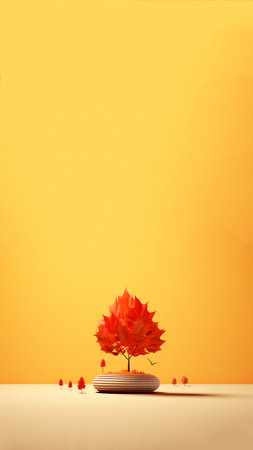 A beautiful vertical shot capturing a single tree in its full autumn glory, with vibrant yellow leaves. This image is perfect for a festive fall card, social media story, or reel.の素材