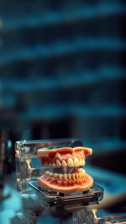 concepts like implants, crowns, or prosthetics. dental implant technology vertical story. modern dentistry prosthesis reel. dentist crown digital solution.の素材