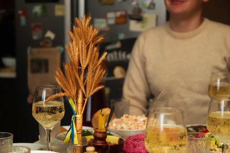 Christmas at Ukraine. A warm, authentic scene of Ukrainian Christmas traditions. A traditional...