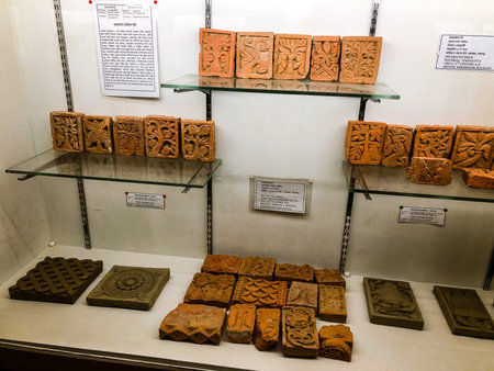 khulna, Bangladesh- 9th March 2019: Decorated brick of 15th century collected from various place  of Bangladesh. Displayed in Shat Gombuj Mosque. these decoration was inspired from Persian culture.のeditorial素材